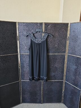 Express Black Beaded Sleeveless Slip Dress